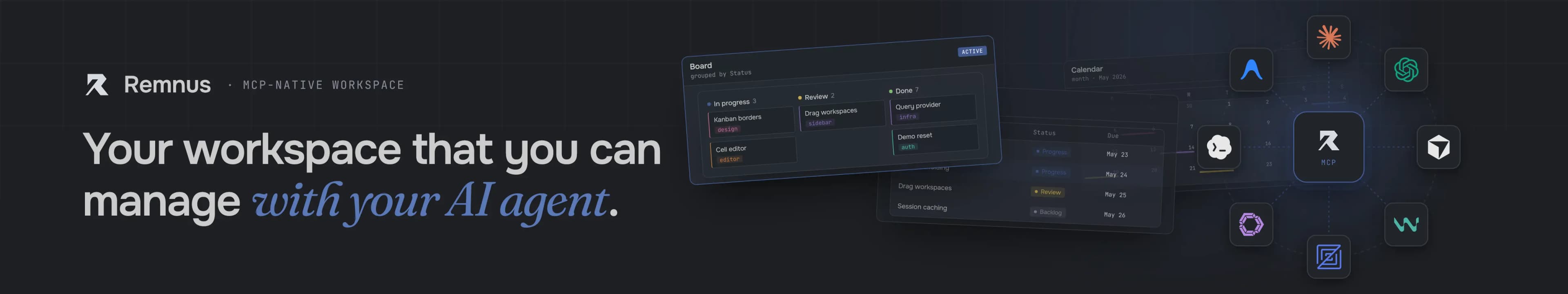 Remnus — Your workspace that you can manage with your AI agent