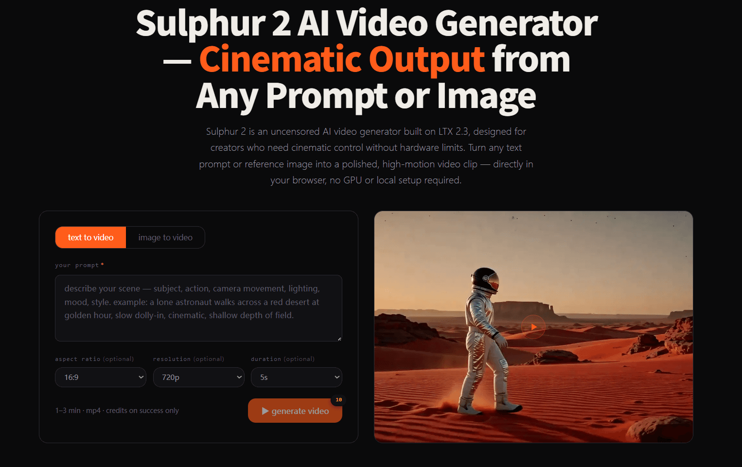 Sulphur 2 AI Video Generator screenshot 1