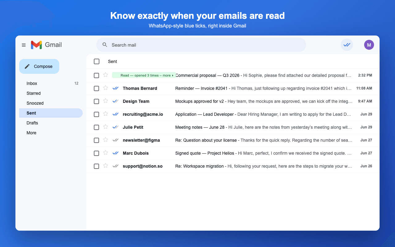 BlueTicks for Gmail screenshot 1