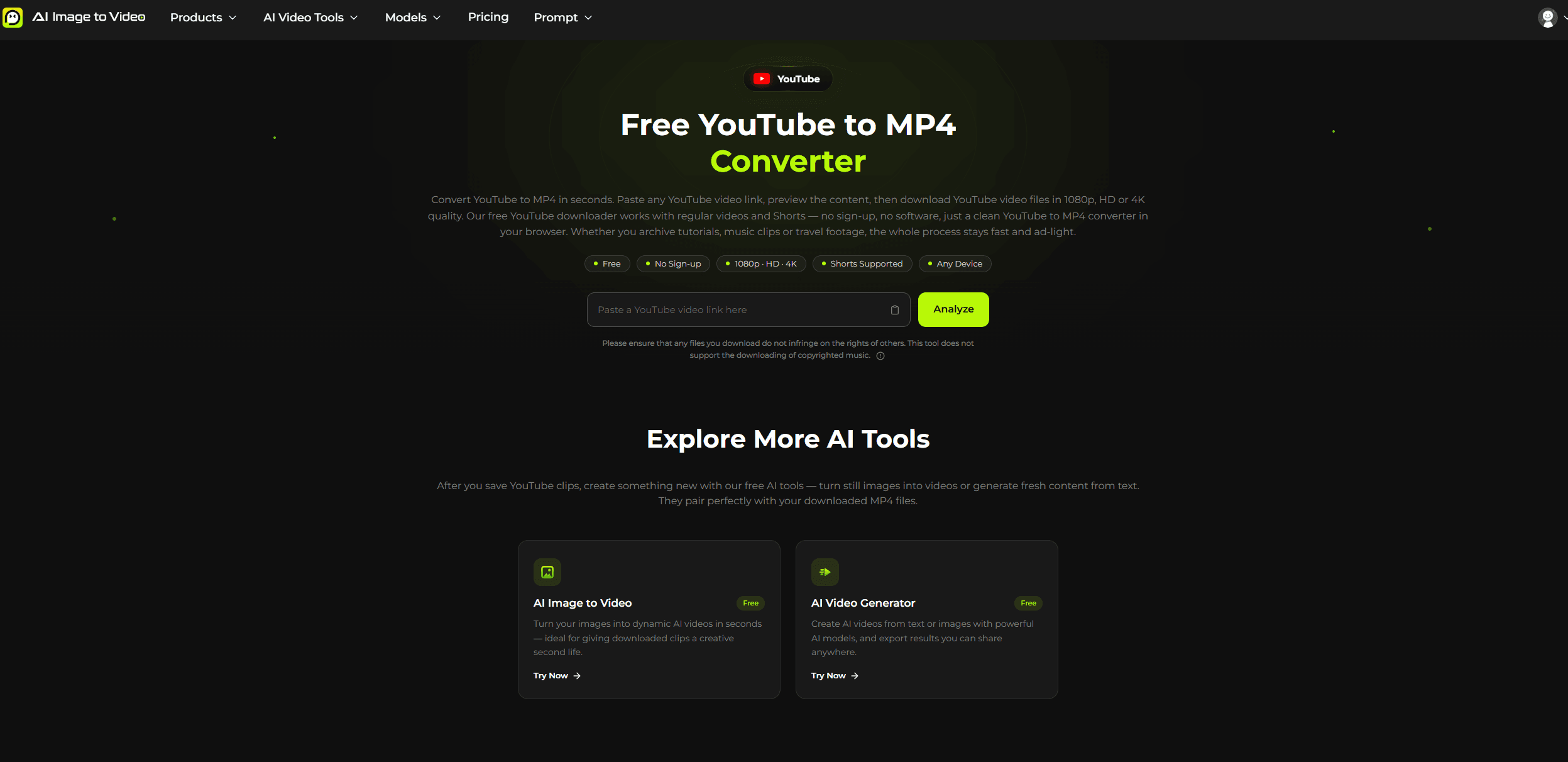 AI Image to Video YouTube to MP4 Converter screenshot 1