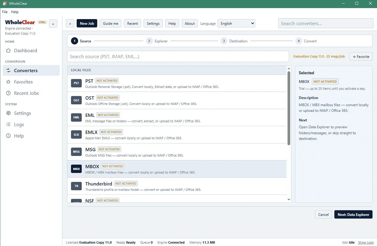 WholeClear MBOX to PST Converter screenshot 1