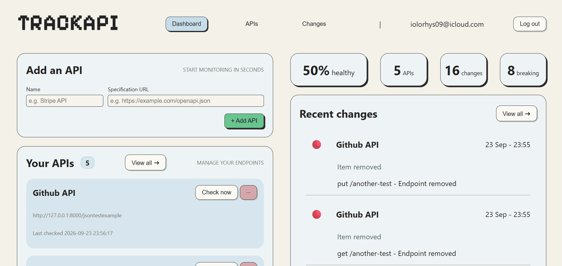 TrackAPI screenshot 1