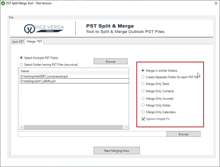 ViceVersa PST Split and Merge Software screenshot 5