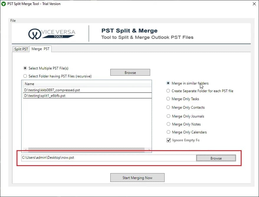 ViceVersa PST Split and Merge Software screenshot 6