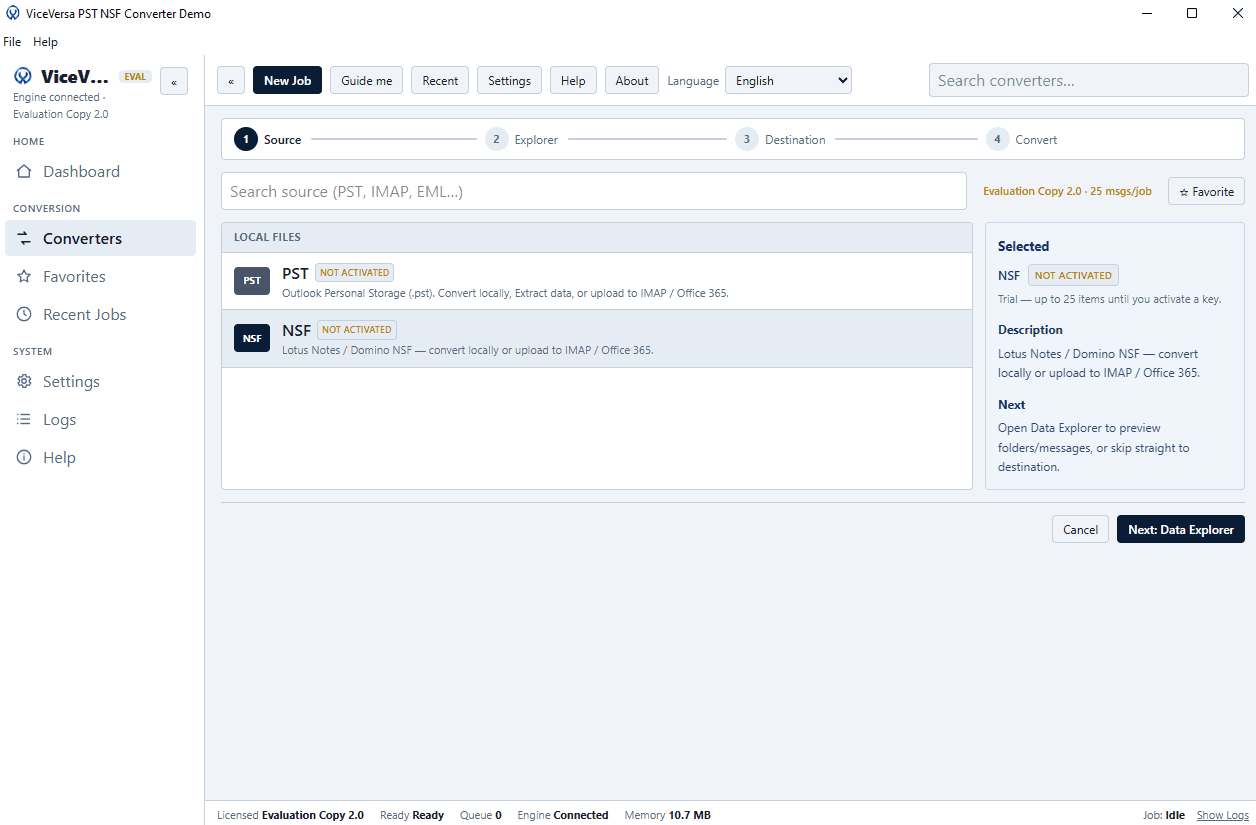 ViceVersa NSF to PST Converter screenshot 1