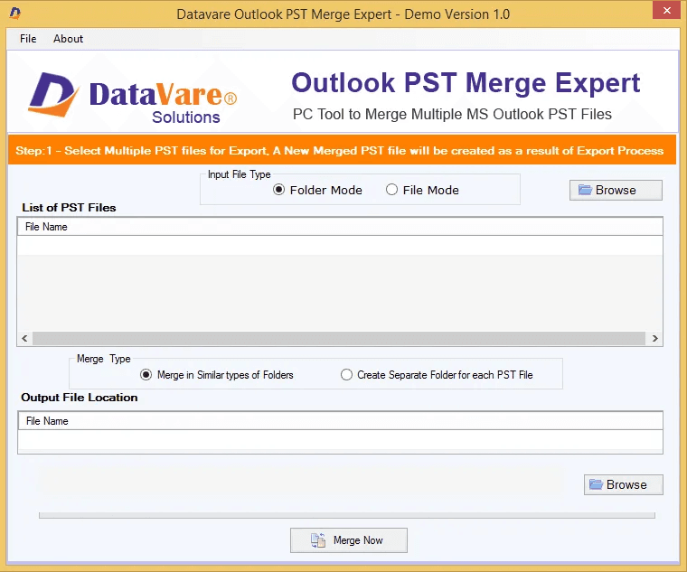DataVare Outlook PST Merge Expert Tool screenshot 2