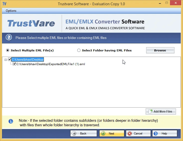 TrustVare EML to PST Converter screenshot 1