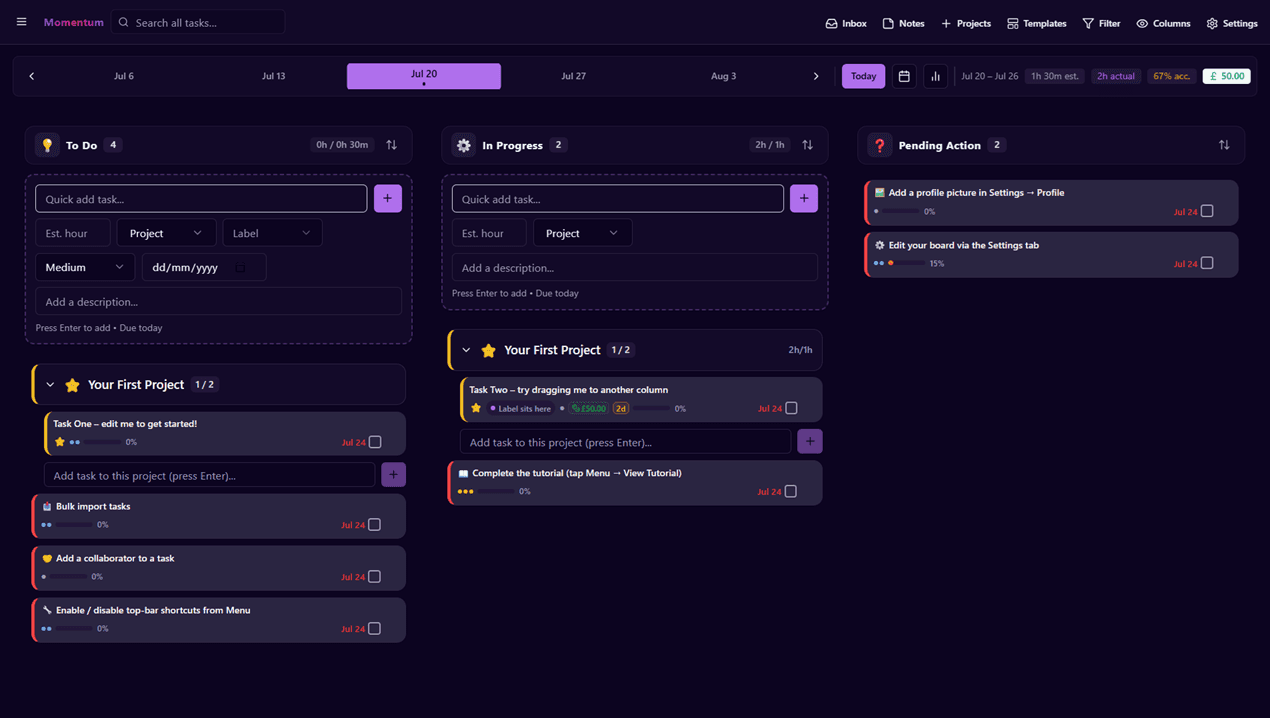Momentum Tasking screenshot 1