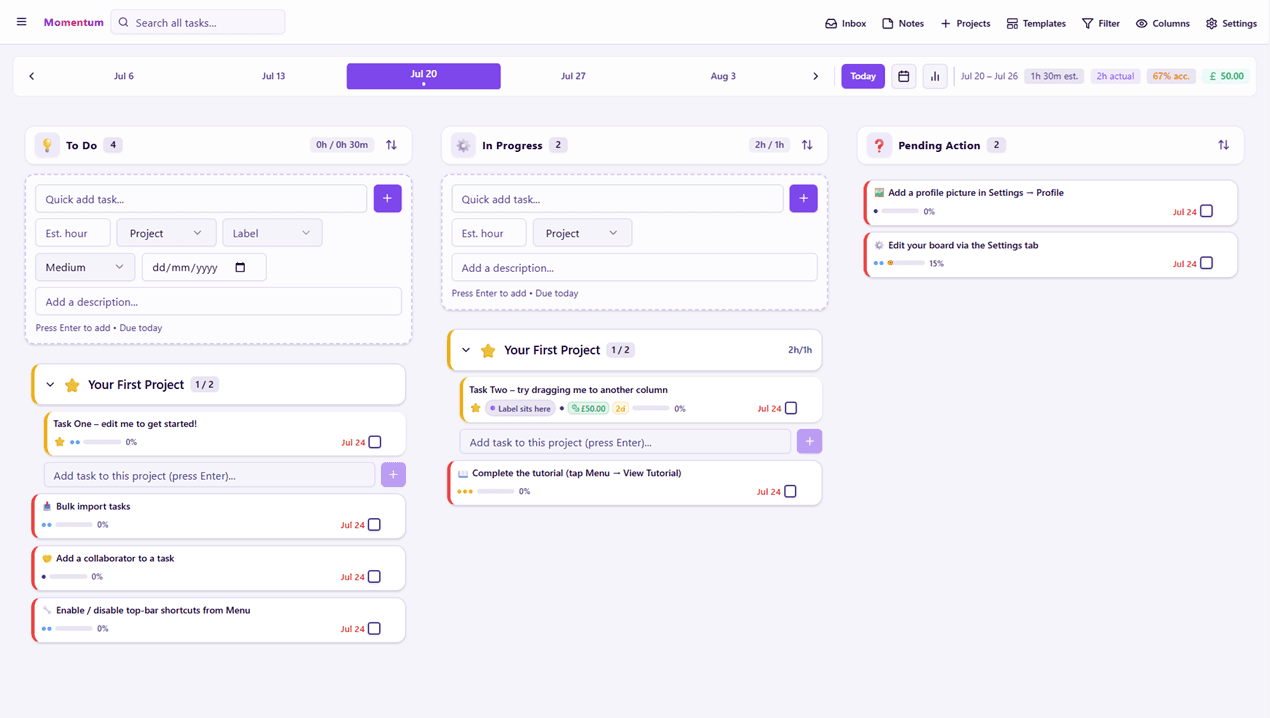Momentum Tasking screenshot 2