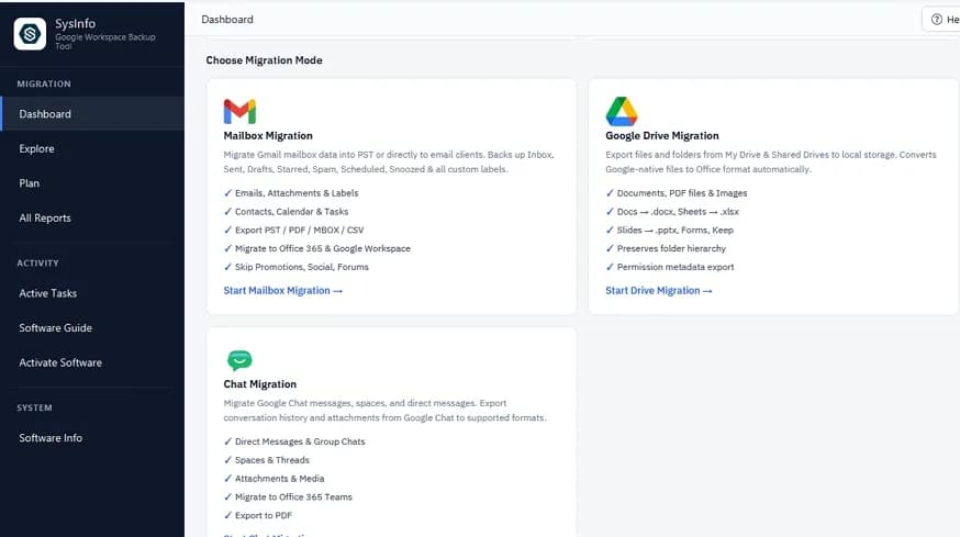 SysInfo Google Workspace Backup Tool screenshot 1
