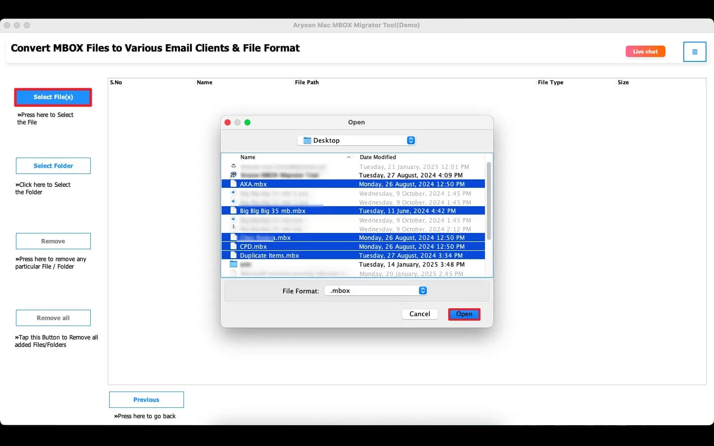 Aryson MBOX Converter for Mac screenshot 1