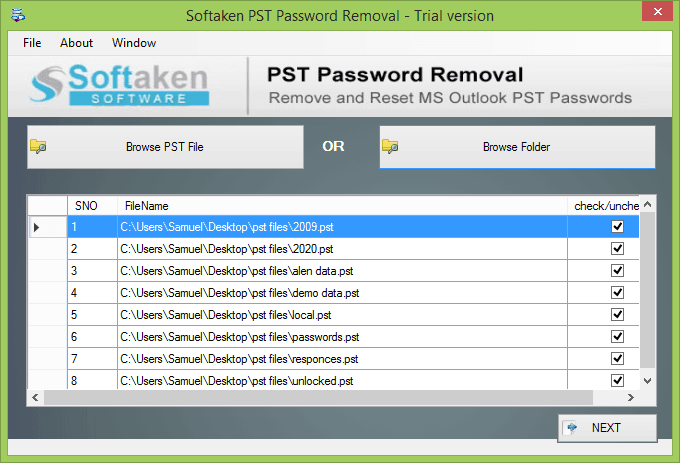 Softaken PST Password Removal Tool screenshot 3