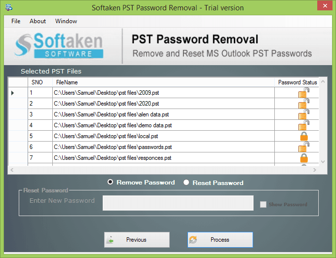 Softaken PST Password Removal Tool screenshot 4