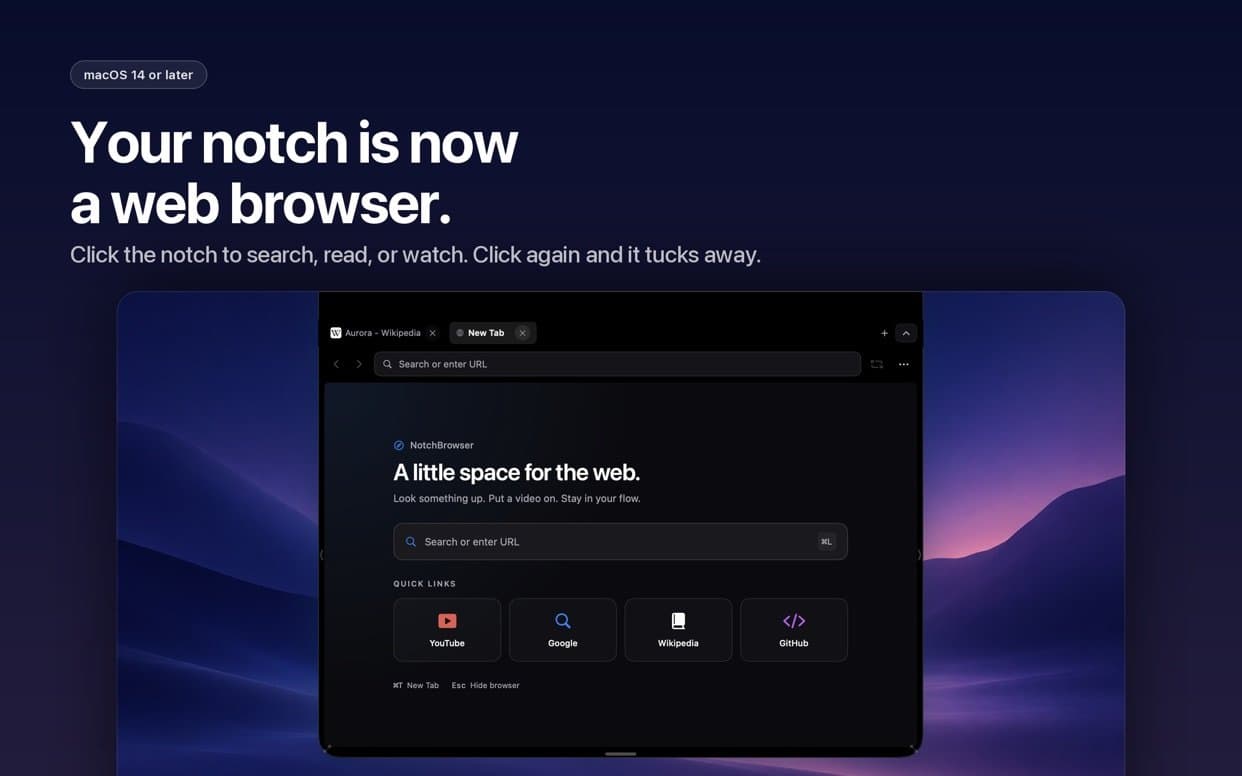 NotchBrowser screenshot 1