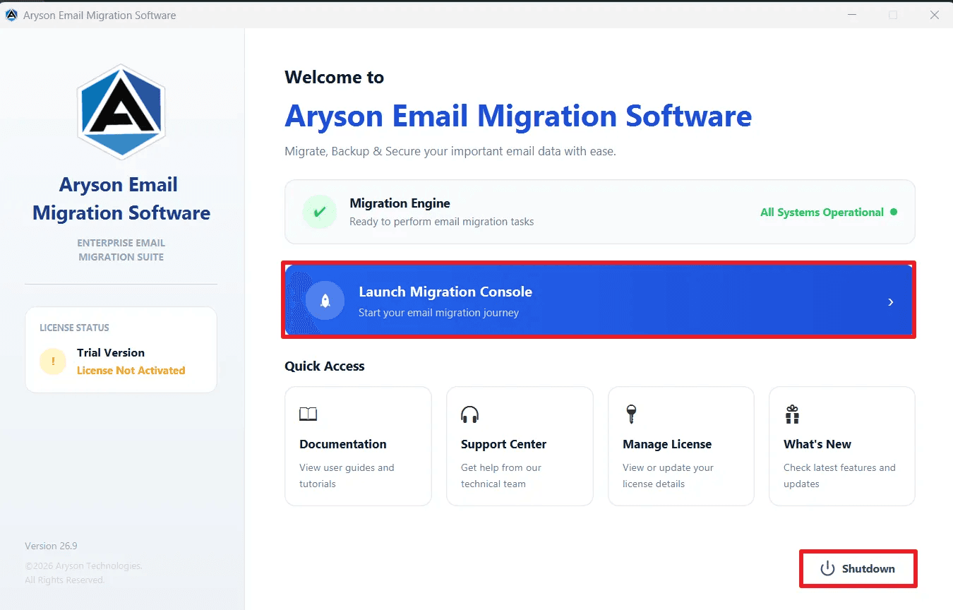 Aryson Email Migration Software screenshot 1