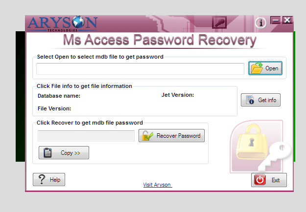 Aryson Access Password Recovery Tool screenshot 1