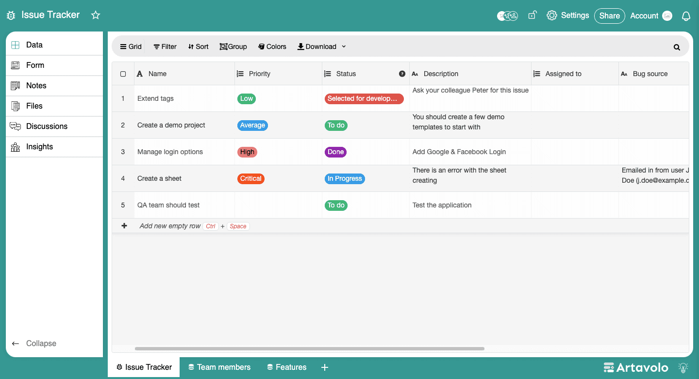 Artavolo screenshot 2
