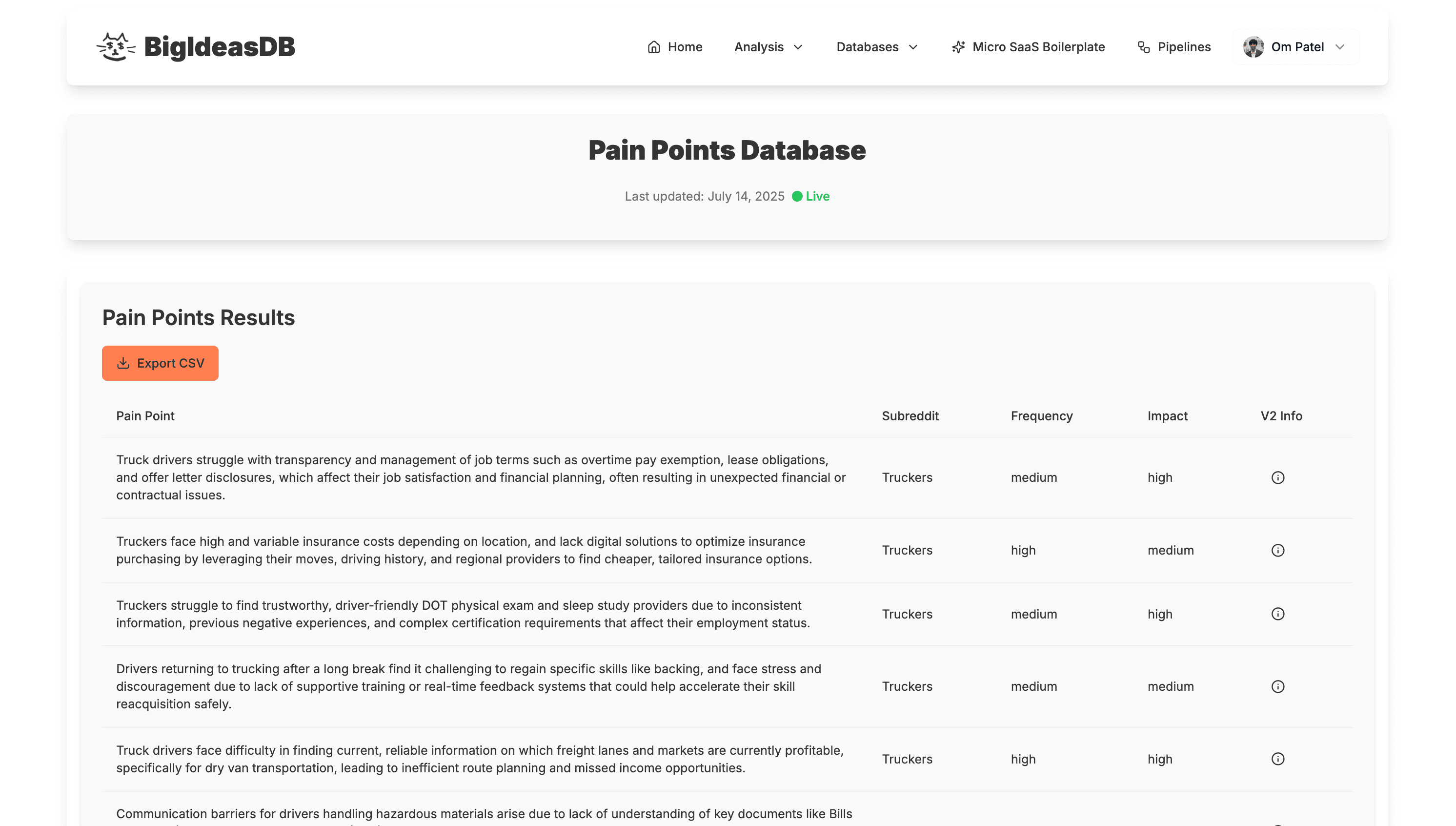 BigIdeasDB screenshot 1