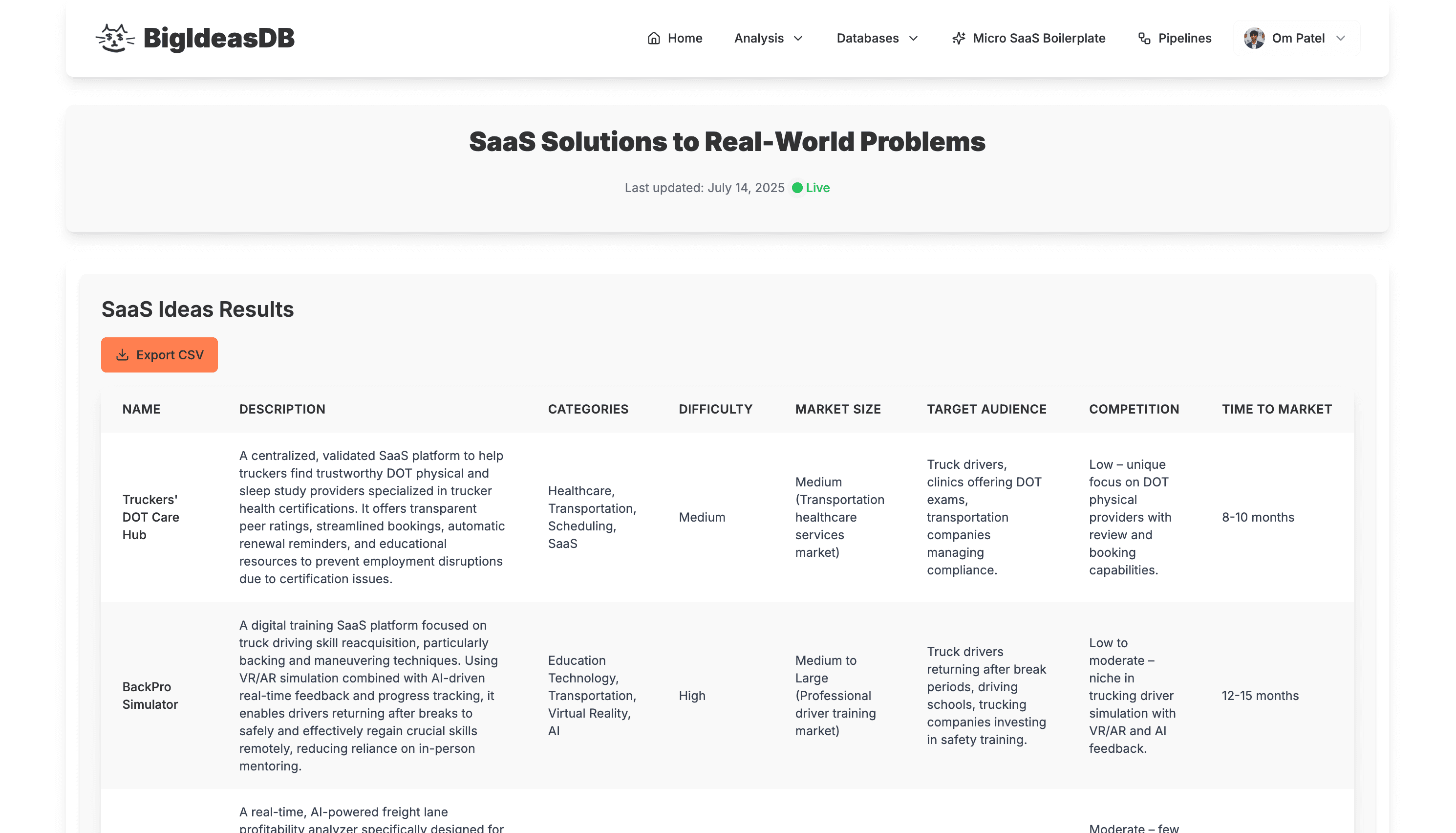 BigIdeasDB screenshot 2