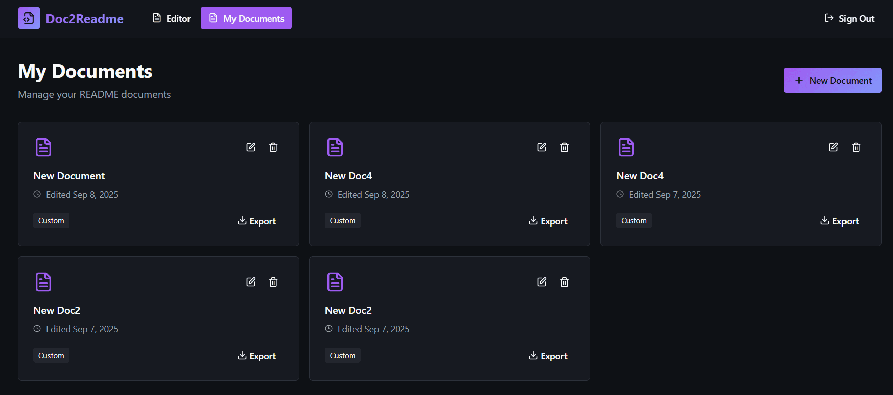Doc2Readme screenshot 1