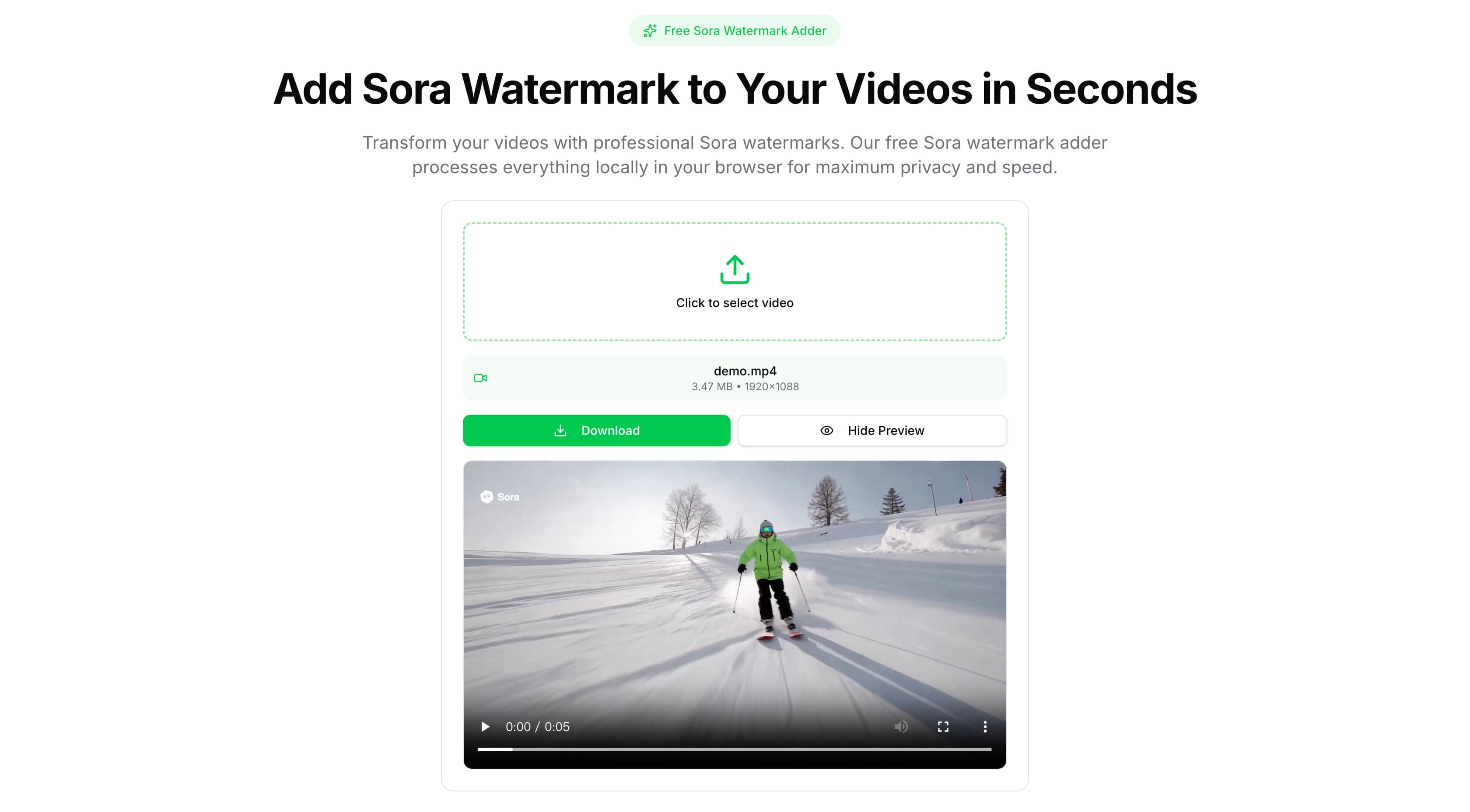 Sora Watermark Adder screenshot 1