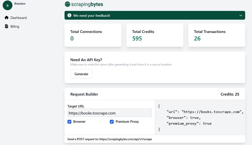 ScrapingBytes screenshot 2