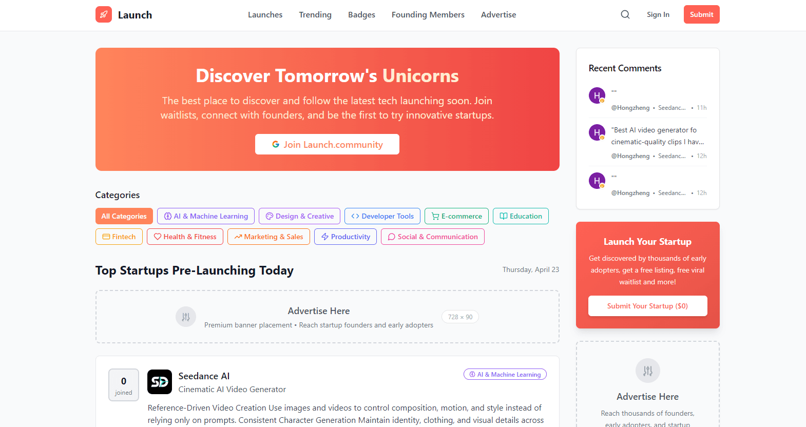 Launch.community screenshot 1