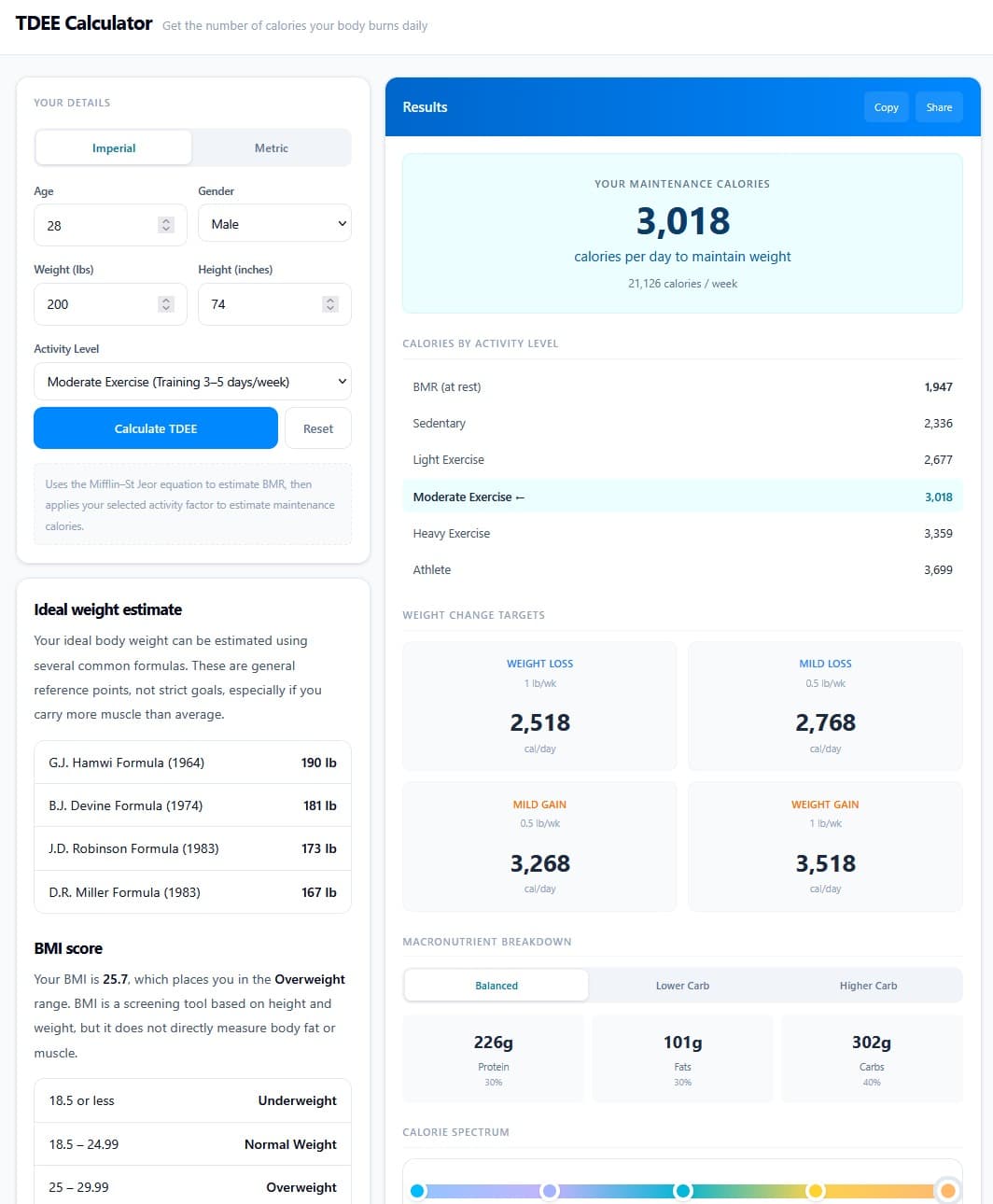 TDEE Calculator screenshot 1