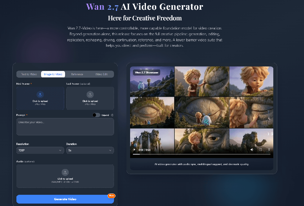 Wan 2.7 AI Video Generator screenshot 1