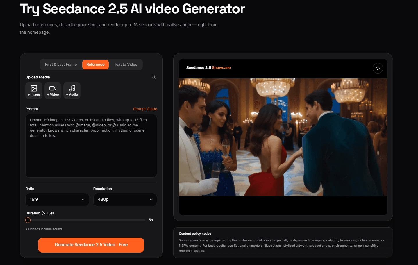Seedance 2.5 screenshot 1