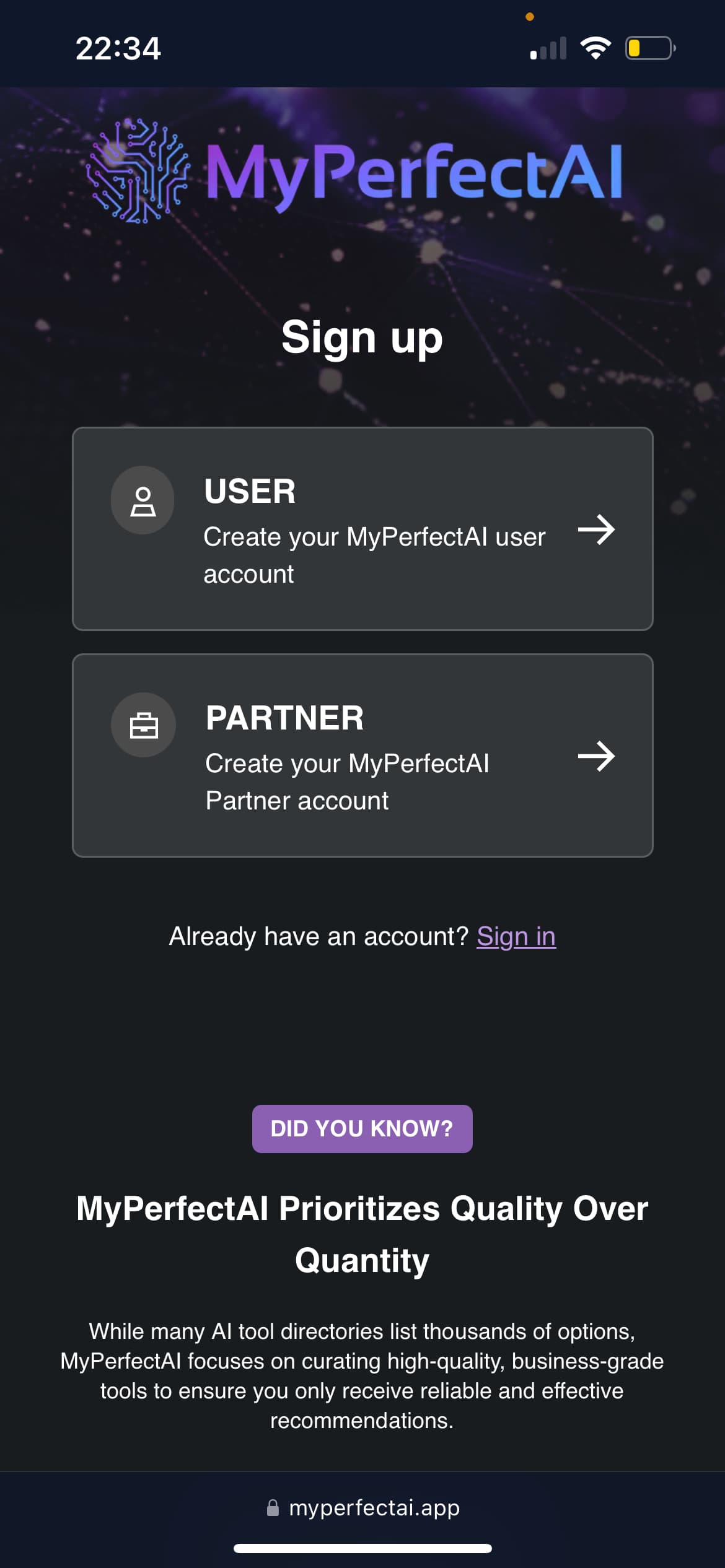 MyPerfectAI screenshot 1