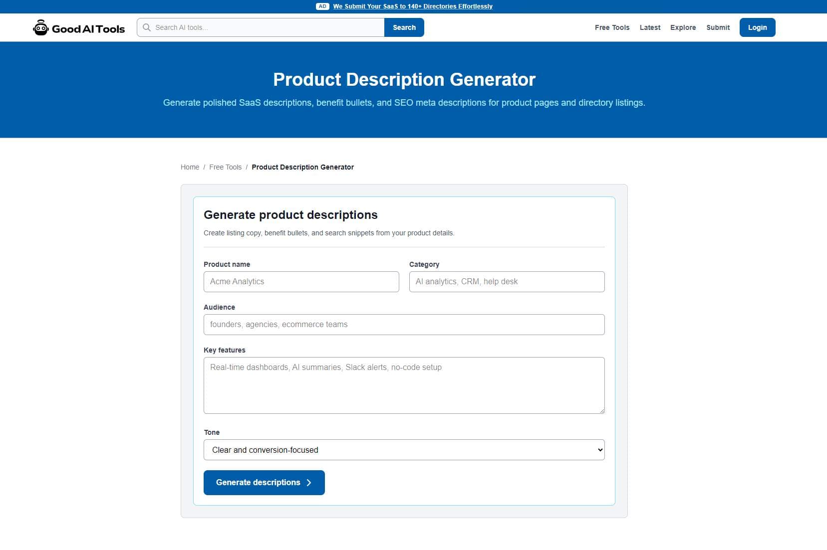 Product Description Generator screenshot 1