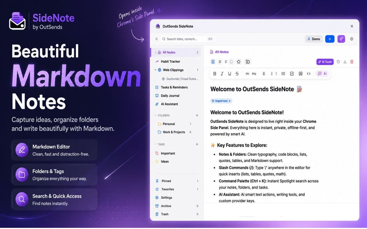 OutSends SideNote — Side Panel Notes screenshot 8