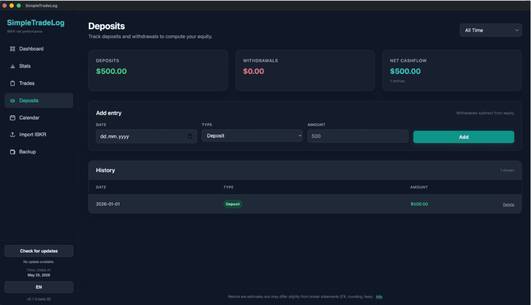 SimpleTradeLog screenshot 1
