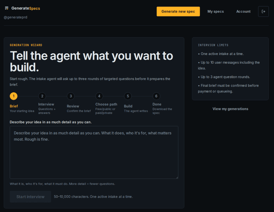 GenerateSpecs screenshot 1