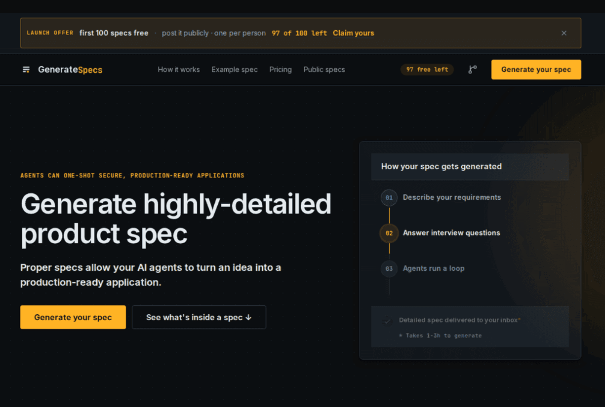 GenerateSpecs screenshot 2