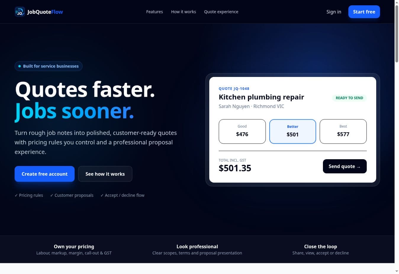 JobQuoteFlow screenshot 2