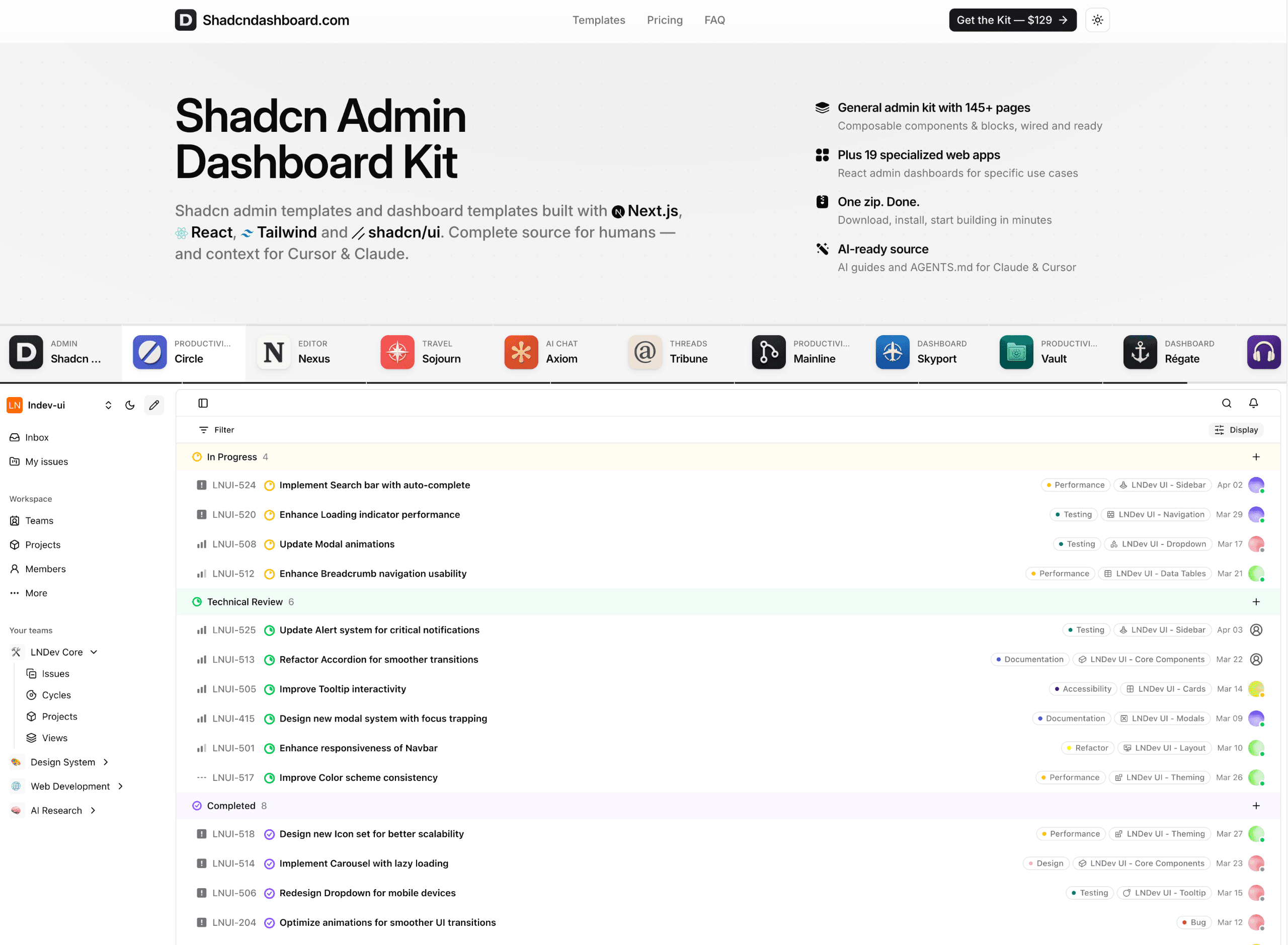 Shadcn Admin Dashboard Kit screenshot 2