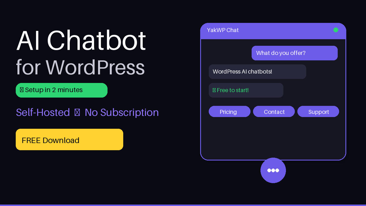 YakWP wordpress chatbot screenshot 1