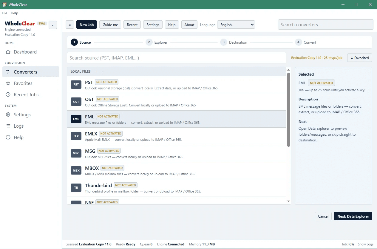 WholeClear EML to PST Converter screenshot 2