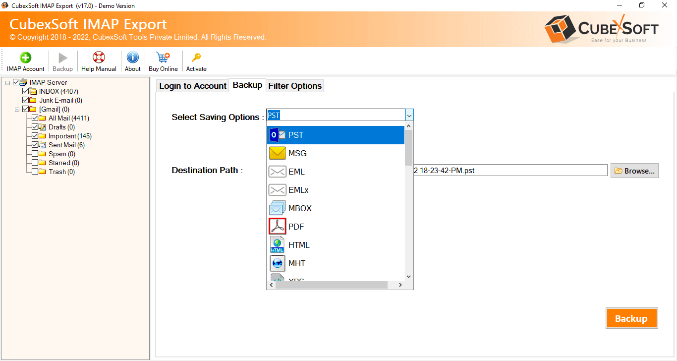 CubexSoft IMAP Backup Tool screenshot 1