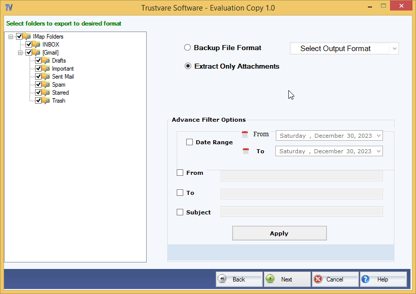 TrustVare IMAP Backup Software screenshot 3