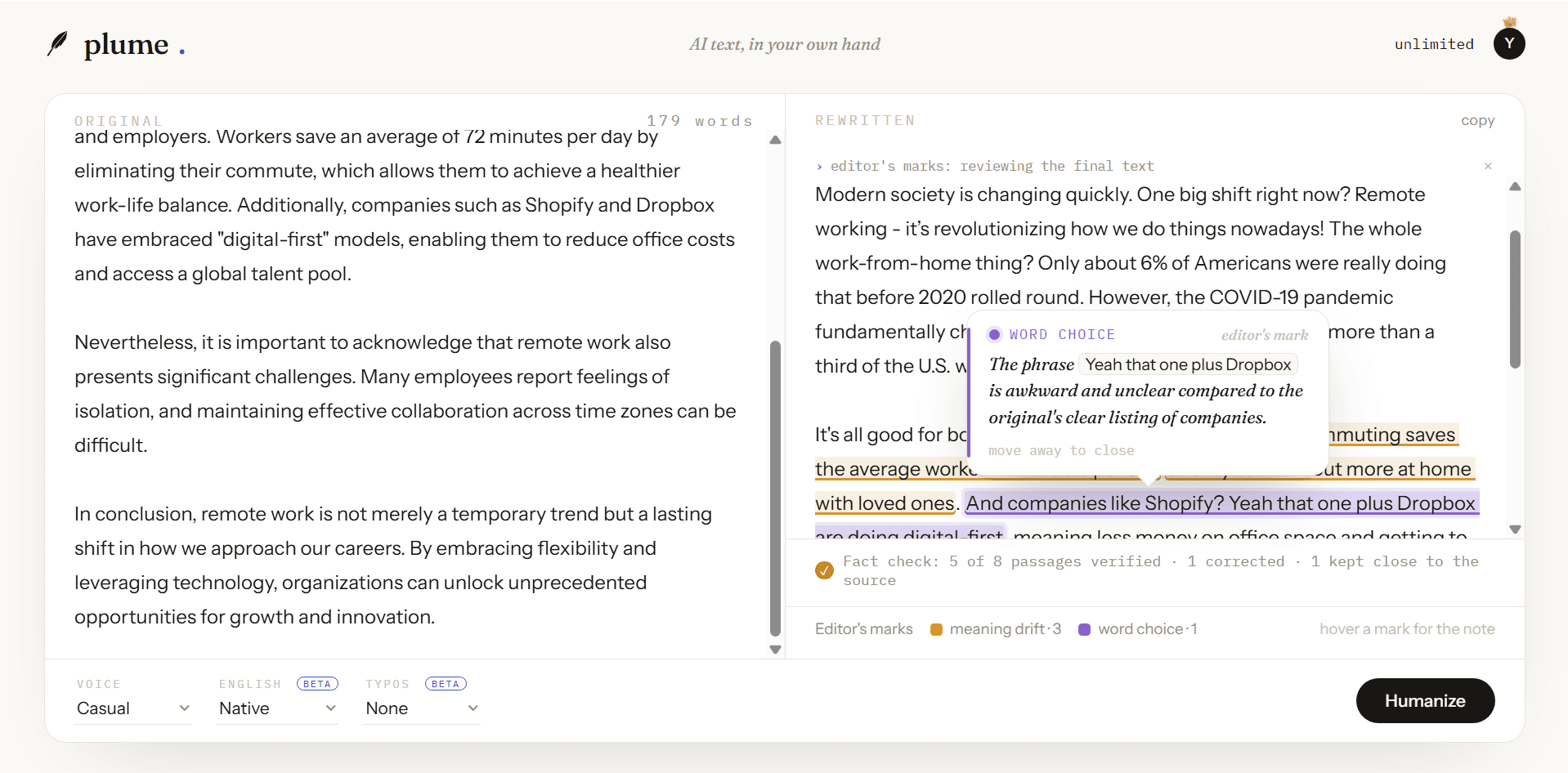 Plume screenshot 2