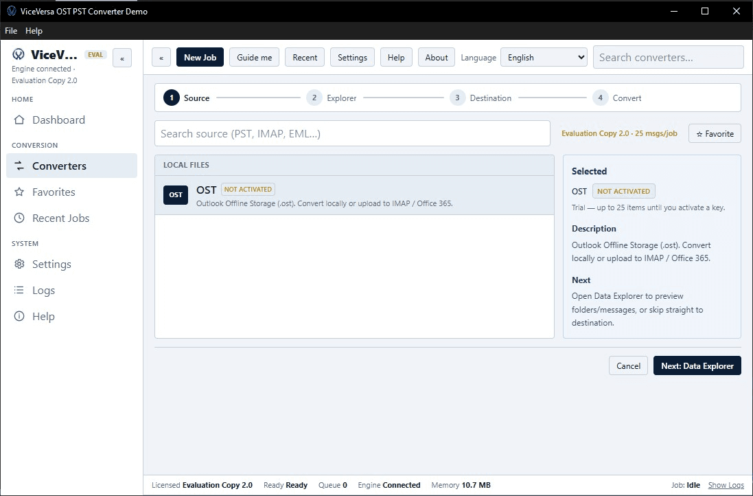 ViceVersa OST to PST Converter screenshot 1