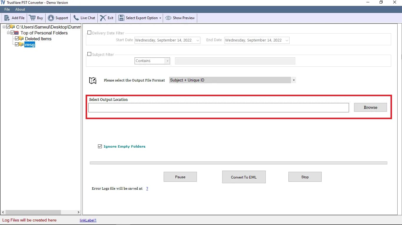 TrustVare PST to HTML Converter screenshot 5