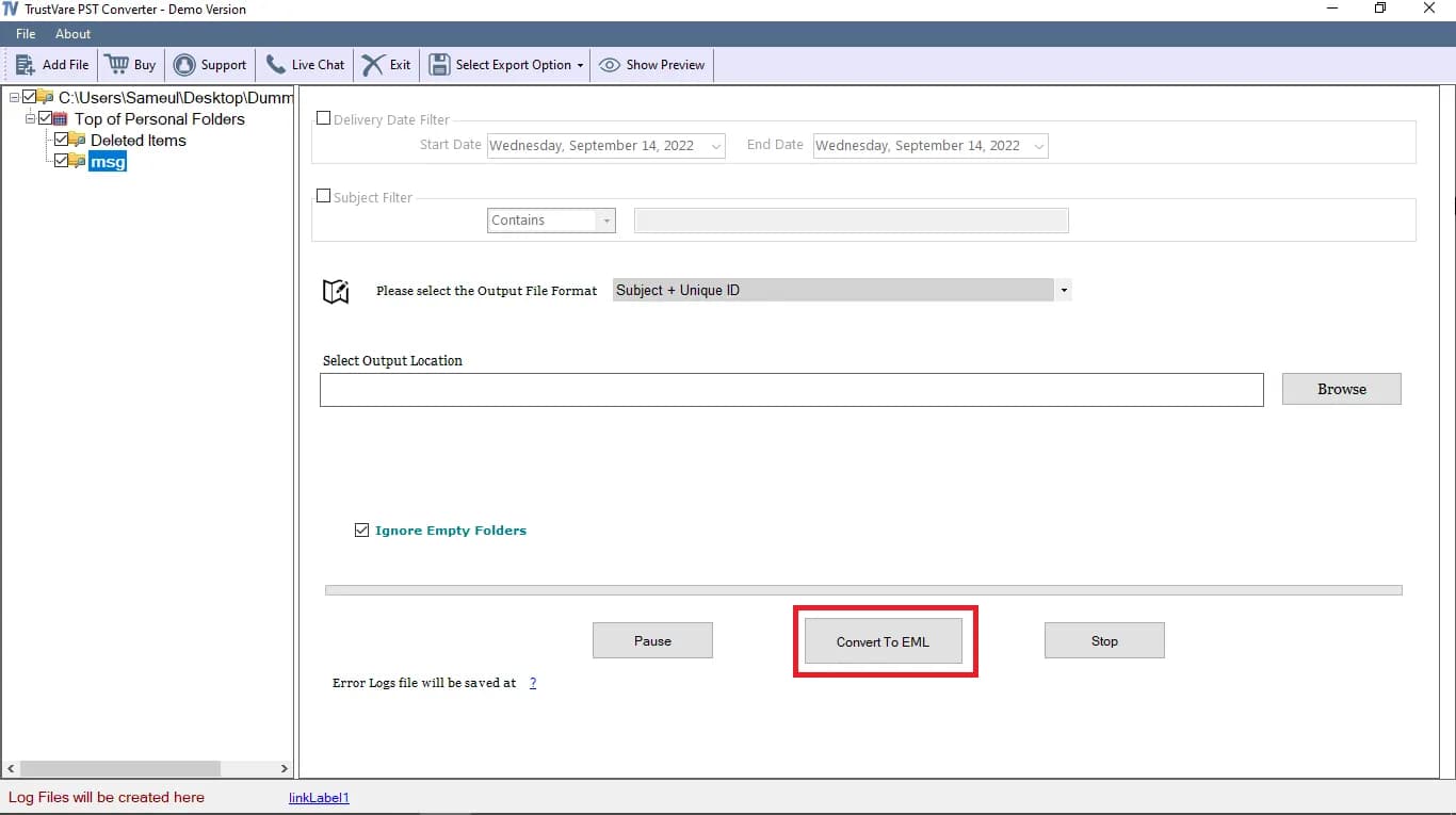 TrustVare PST to HTML Converter screenshot 6
