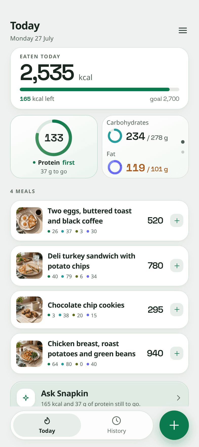 Snapkin: Photo Calorie Counter screenshot 1