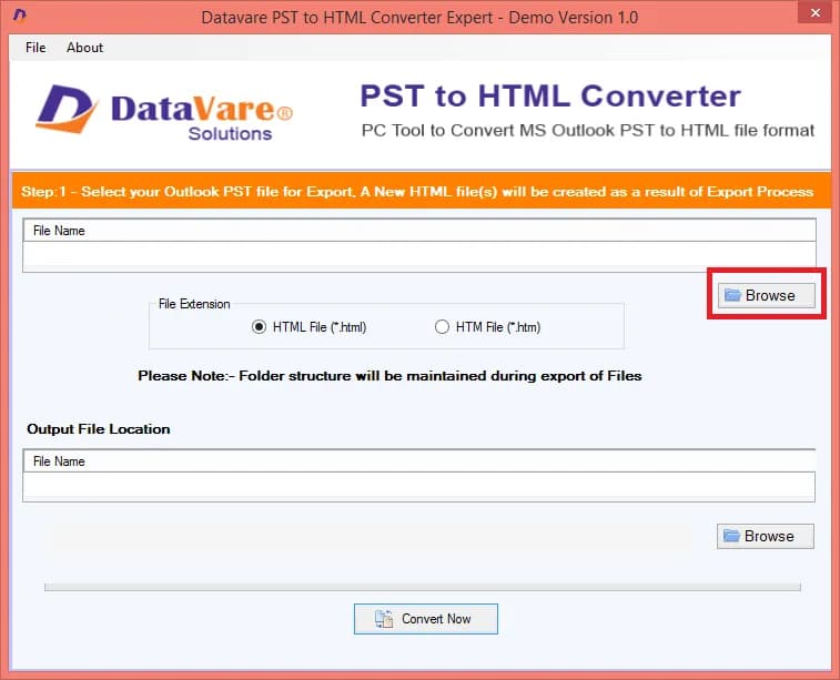 DataVare PST to HTML Converter screenshot 1