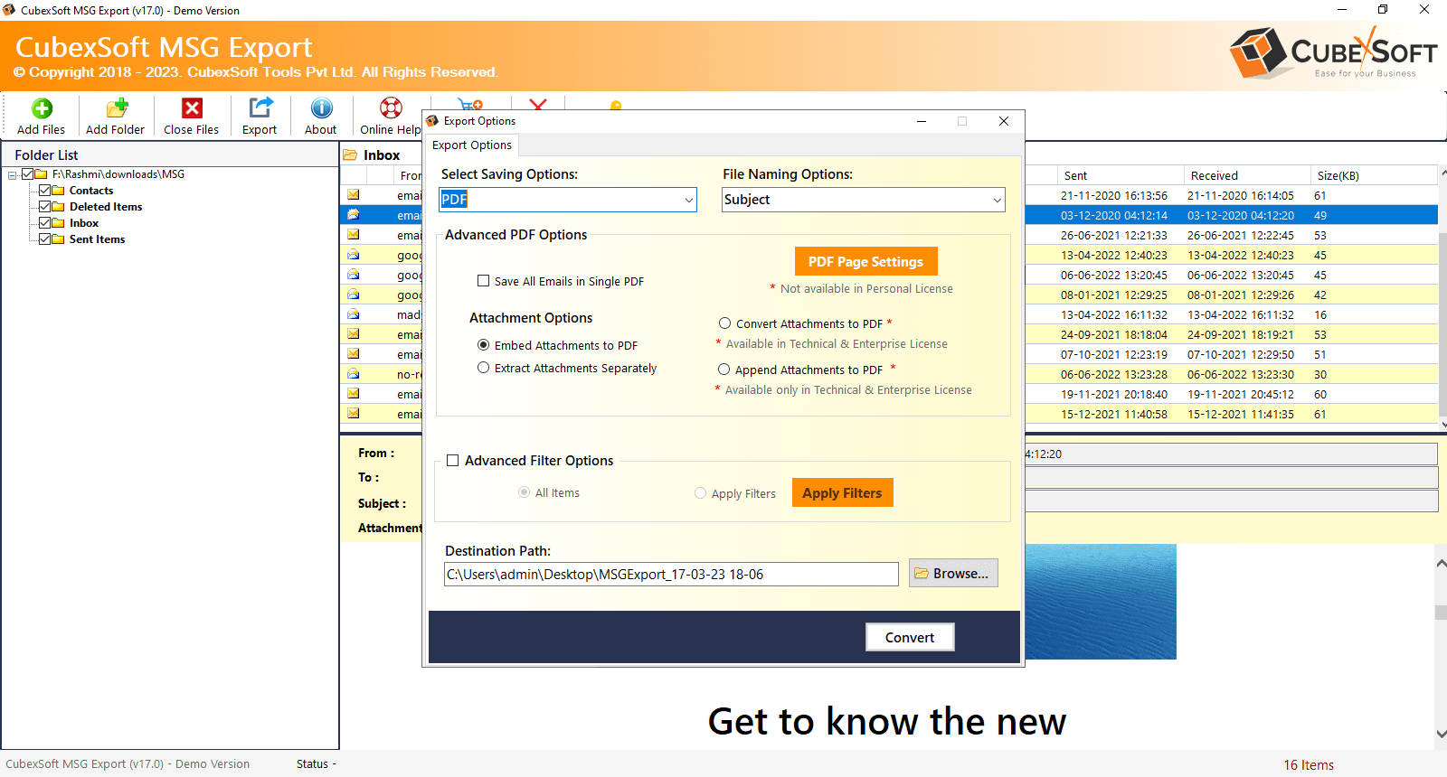 CubexSoft MSG to PDF Converter screenshot 1