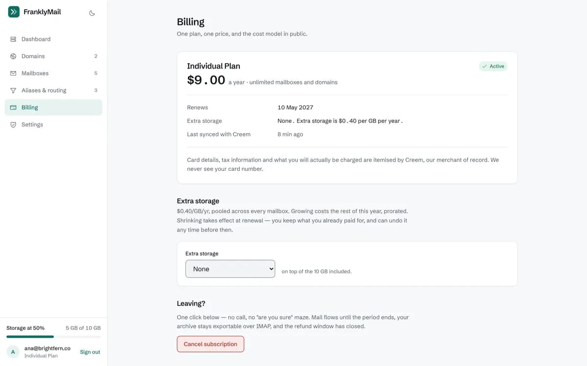 FranklyMail screenshot 2